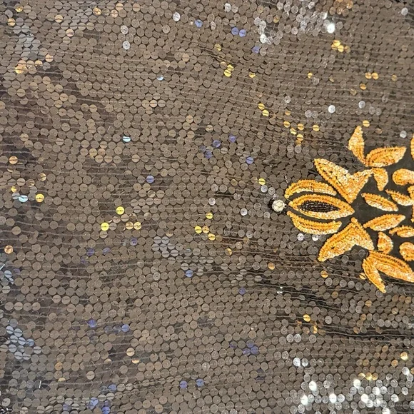 Vintage Silk Elegant Black and Gold Sequin Blouse - Picture 7 of 9